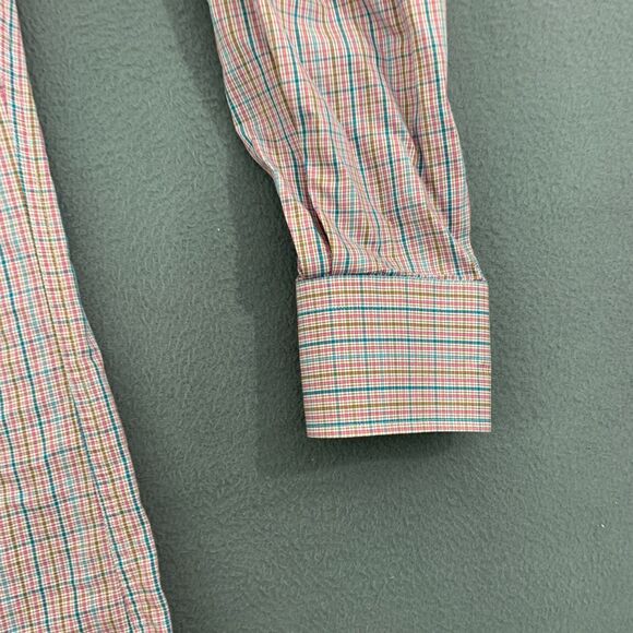 Peter Millar Button Down Shirt Mens Medium Cotton Tattersall Plaid Long Sleeve - Picture 16 of 16